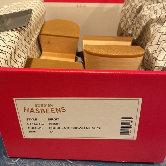 NIB Swedish Hasbeens Birgit Brown Sandal Clog with Heel Platform, US 9 EU 40 - Picture 6 of 10